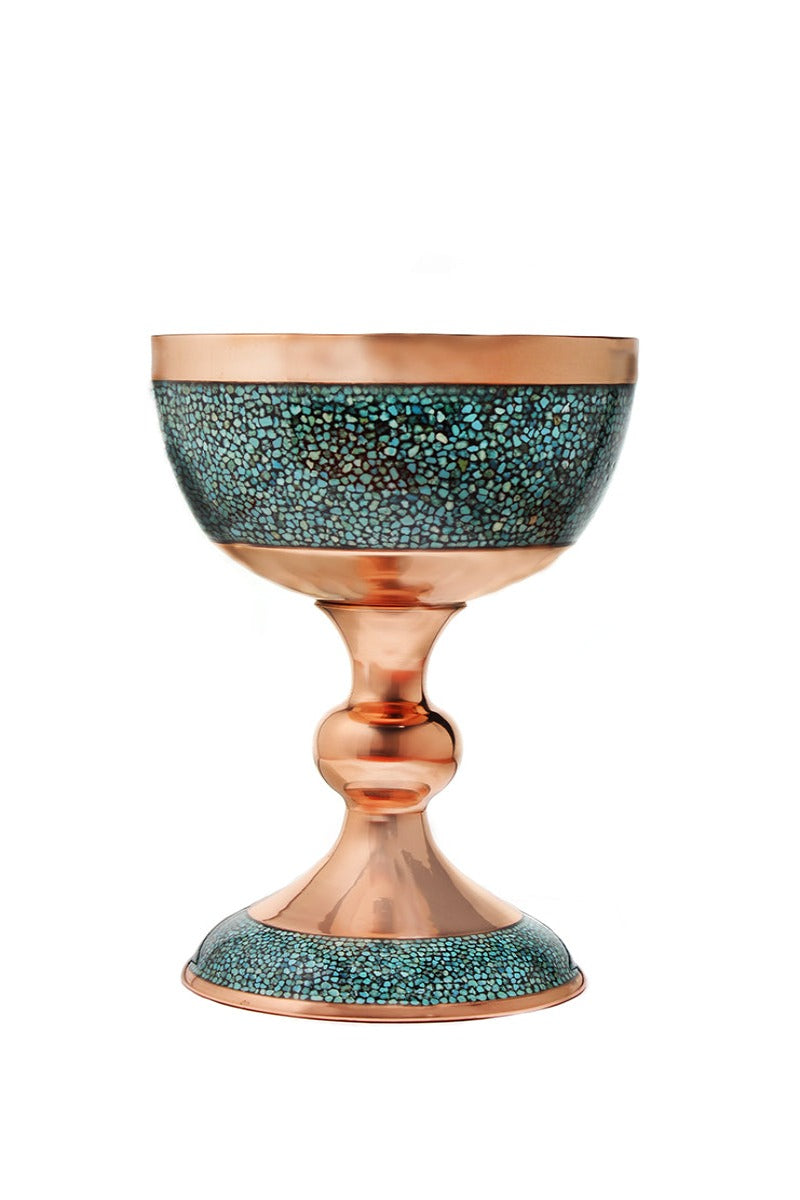 Turquoise inlay pedestal serving bowl